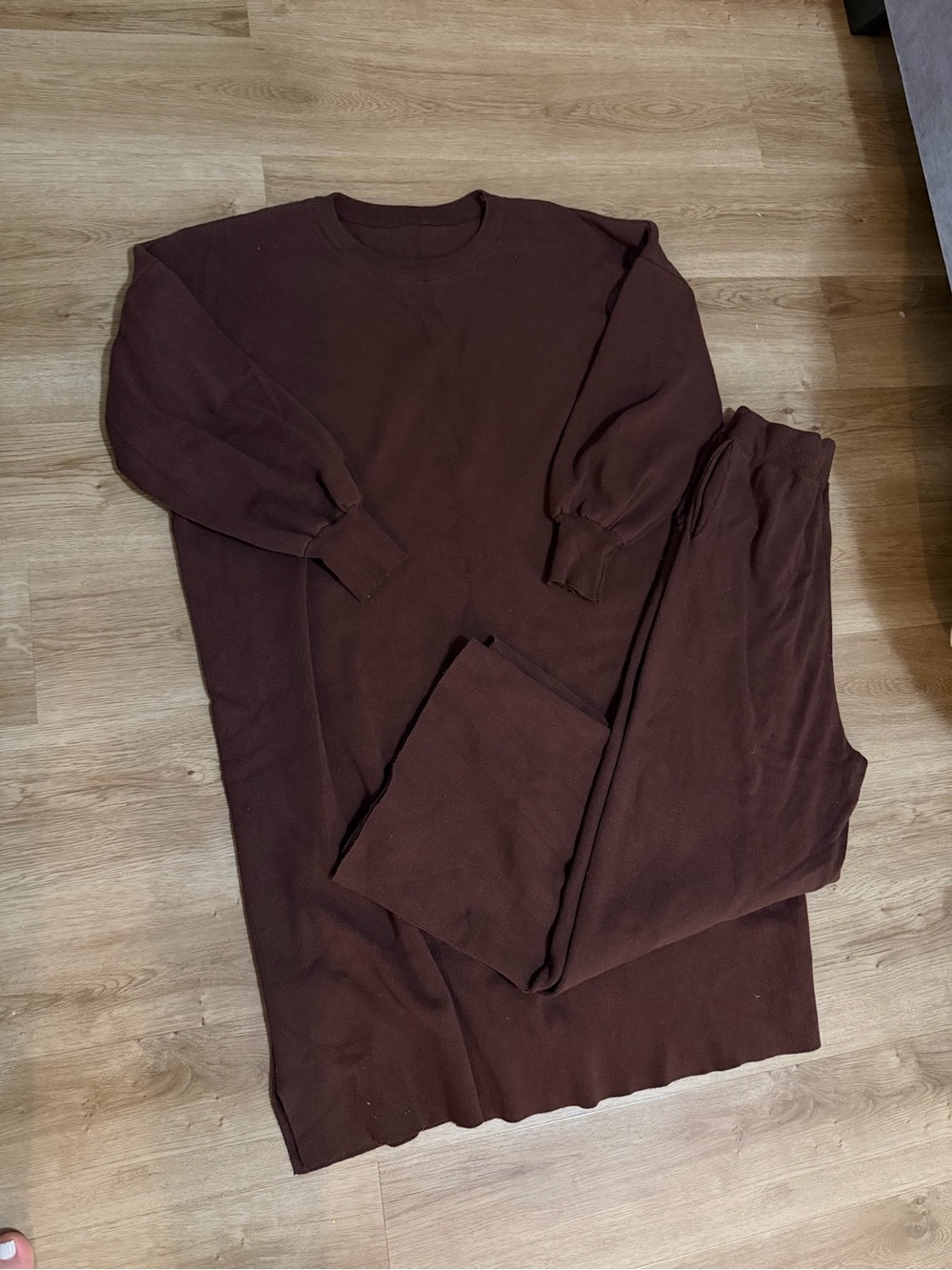Cozy Dark Brown Sweatshirt and Jogger knit Set